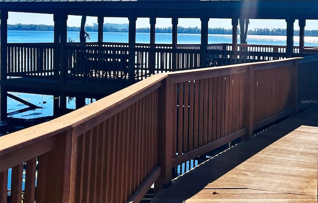 dock area featuring a water view