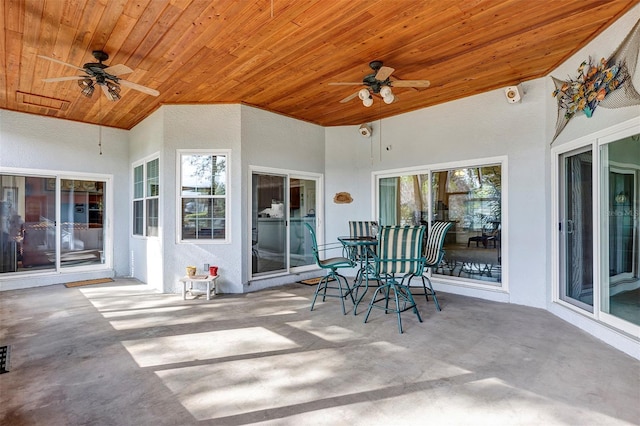 view of patio featuring ceiling fan