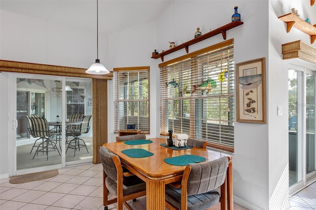 dining room with light tile patterned floors