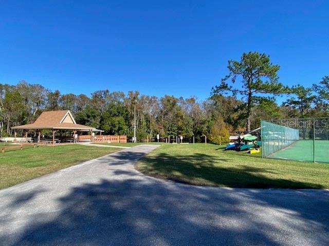 view of community featuring a gazebo and a yard