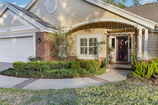 entrance to property with a garage