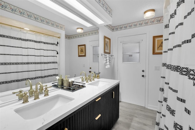 bathroom featuring wood-type flooring and vanity