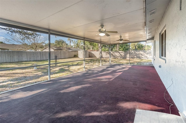 view of unfurnished sunroom