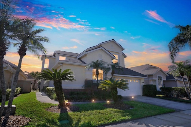 view of front of home with a garage