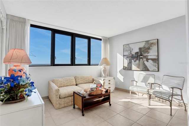 view of tiled living room