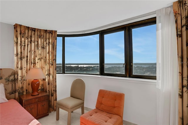 bedroom with a water view