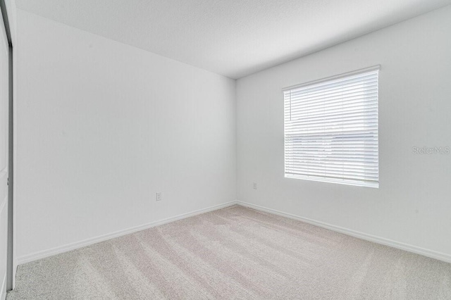 unfurnished room featuring light colored carpet and a textured ceiling