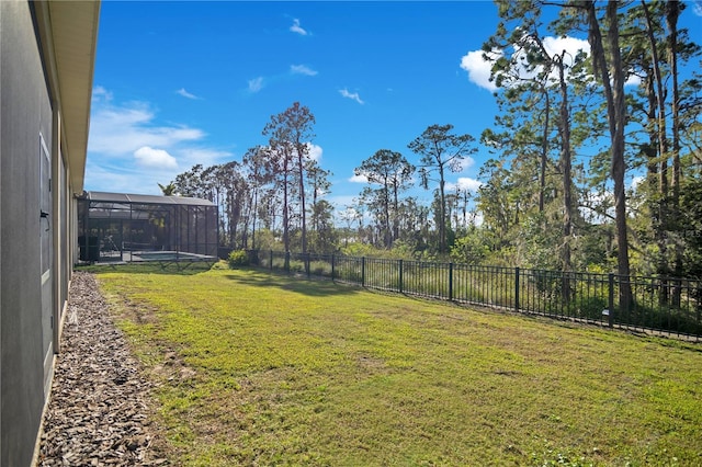 view of yard featuring a lanai