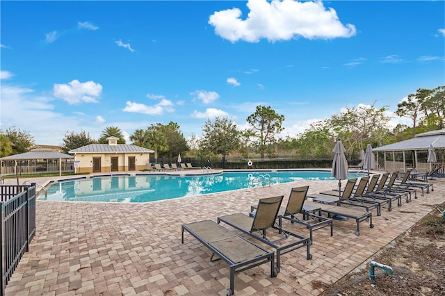 view of pool featuring a patio area