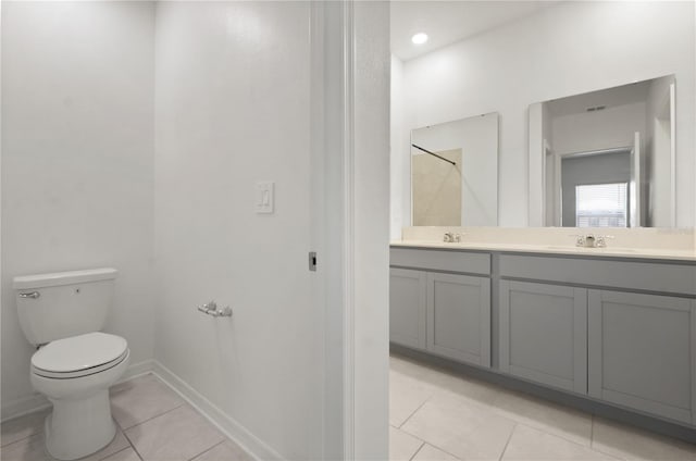 bathroom featuring tile patterned flooring, vanity, and toilet