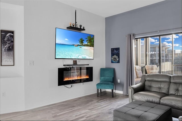 living room with light wood-type flooring