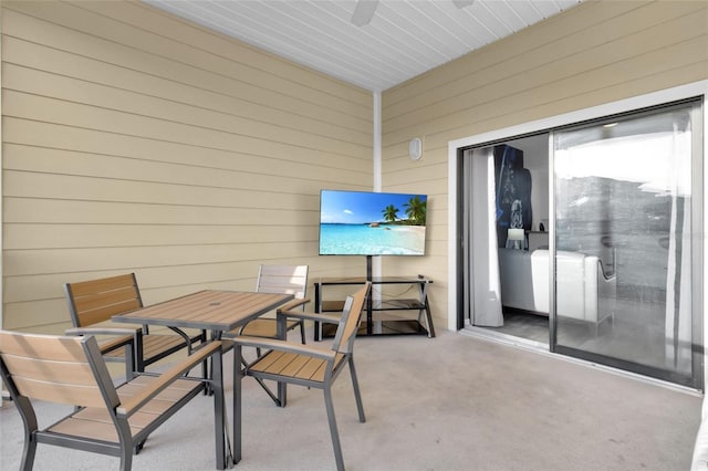 view of patio with ceiling fan