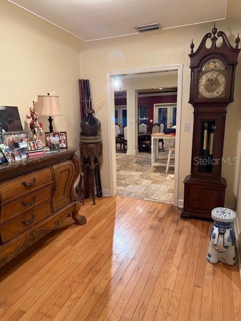 interior space with light hardwood / wood-style flooring