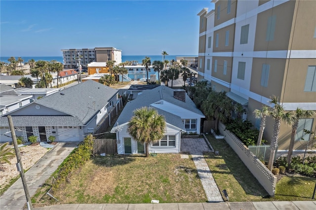 bird's eye view featuring a water view