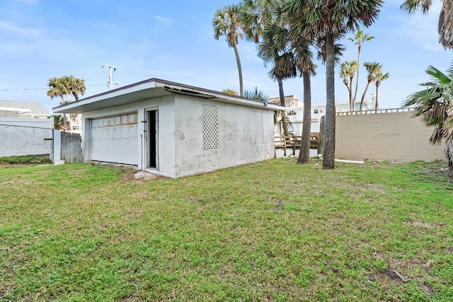 exterior space with a garage