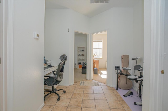 view of tiled home office