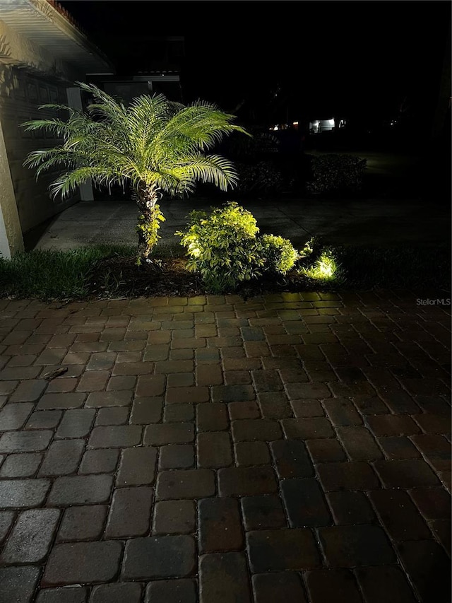 view of patio at twilight