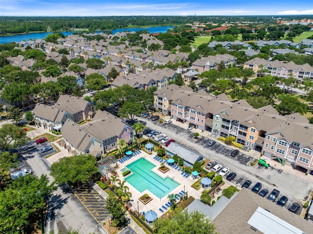 bird's eye view featuring a water view