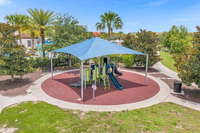 view of play area featuring a yard