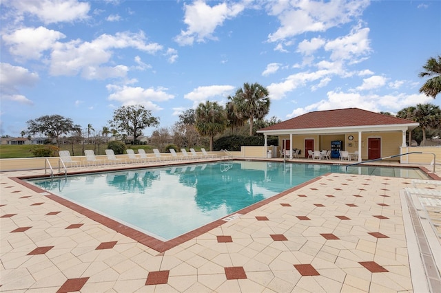 view of pool featuring a patio