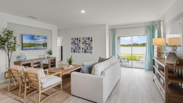 living room featuring light hardwood / wood-style floors