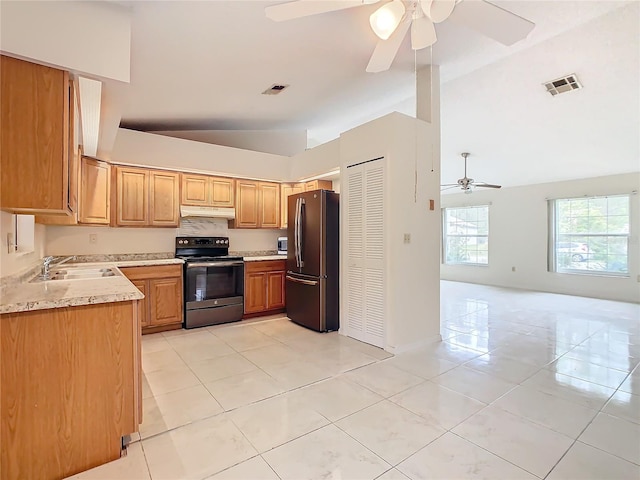 kitchen featuring sink, light tile patterned flooring, and appliances with stainless steel finishes