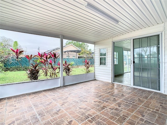 view of unfurnished sunroom