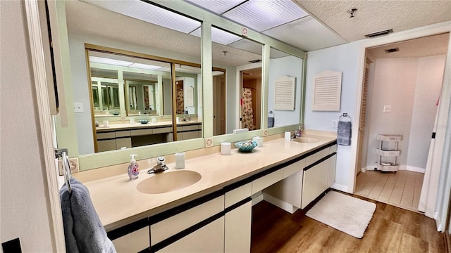 bathroom featuring hardwood / wood-style floors and vanity