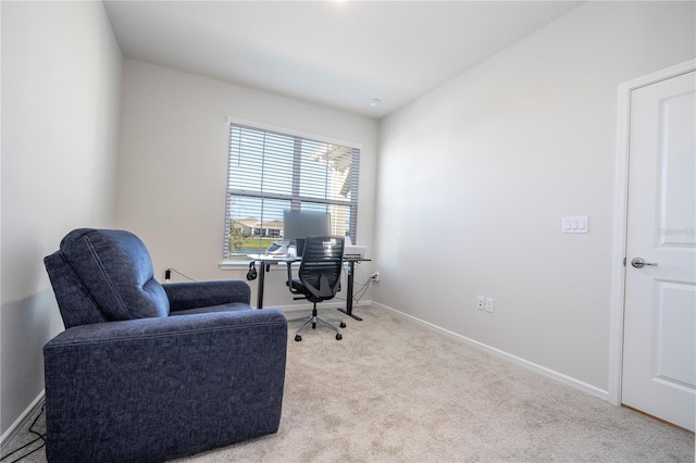 view of carpeted home office