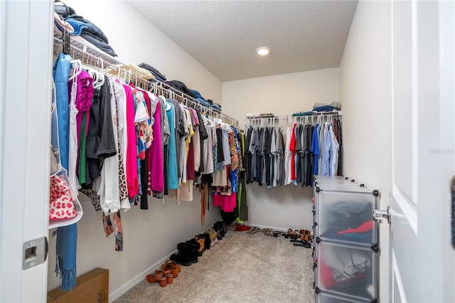 spacious closet with light colored carpet