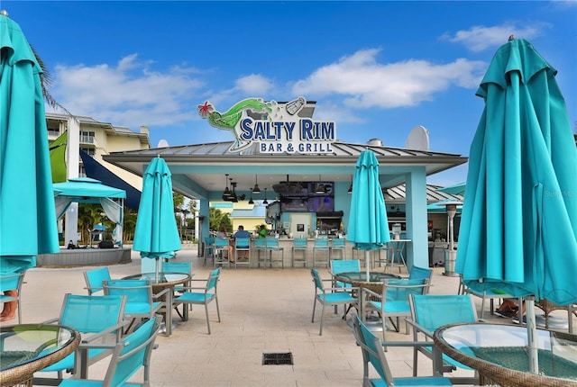 view of patio / terrace featuring a bar