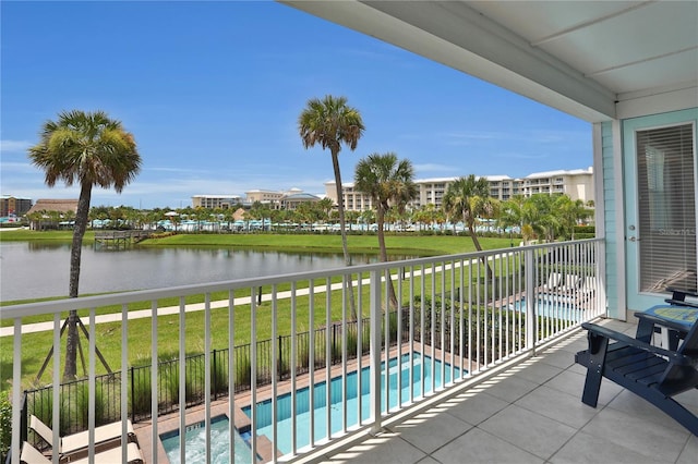 balcony with a water view