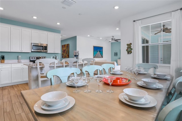 dining area featuring ceiling fan