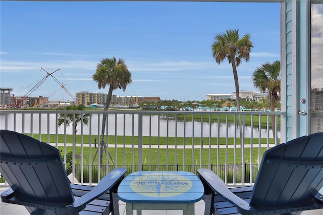 balcony with a water view