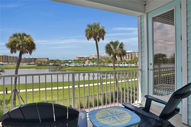 balcony with a water view