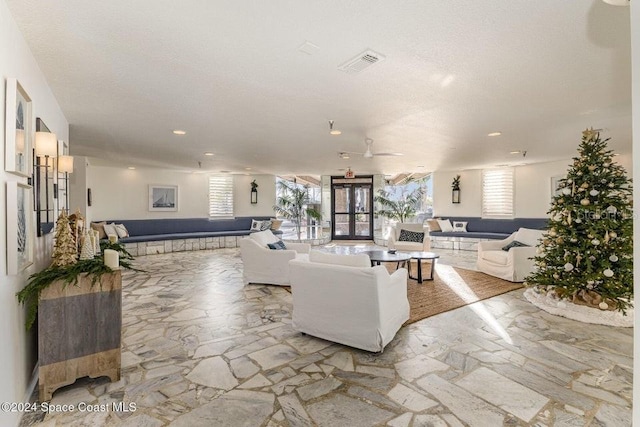 living room with french doors