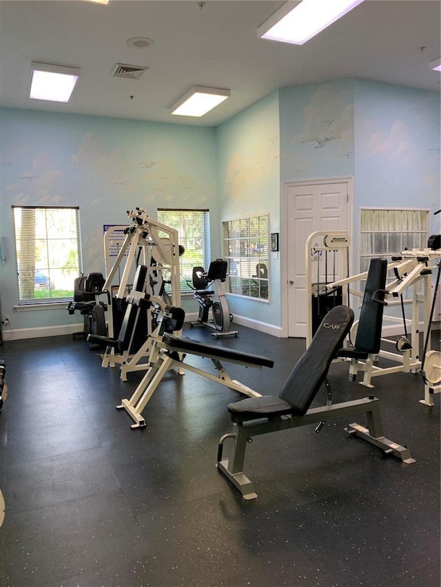 gym with a wealth of natural light