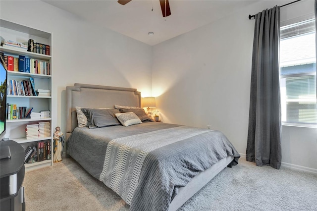 bedroom with carpet and ceiling fan