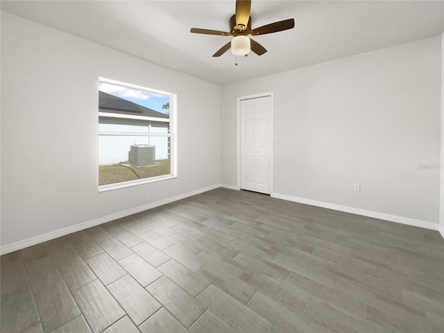 spare room featuring ceiling fan