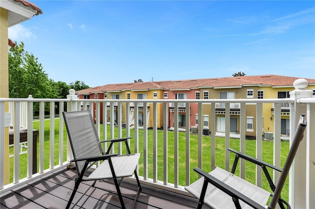 balcony with central air condition unit