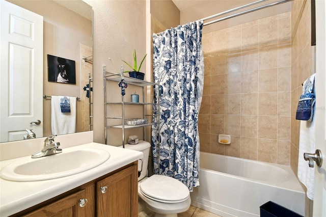 full bathroom with vanity, toilet, and shower / bath combo