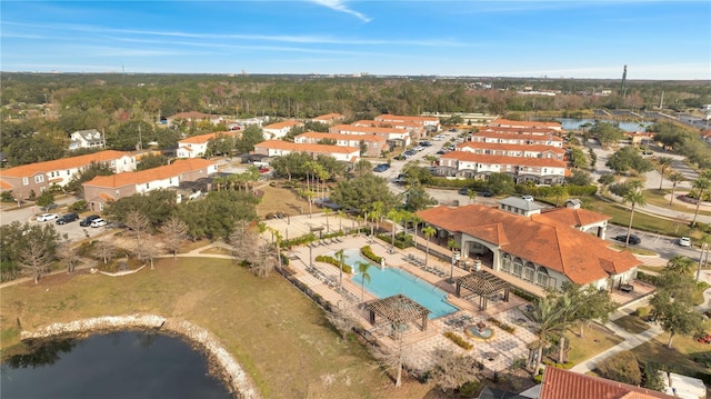 bird's eye view featuring a water view