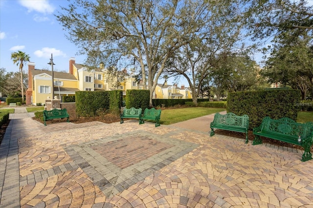 view of community with a patio area