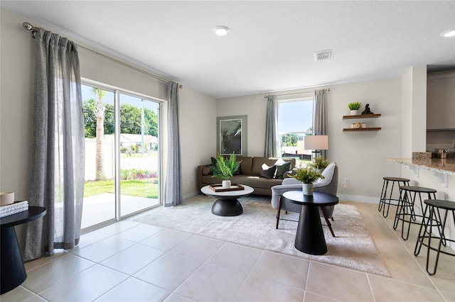 view of tiled living room