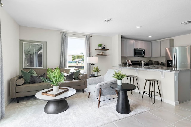 view of tiled living room