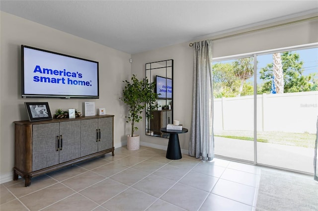 view of tiled living room