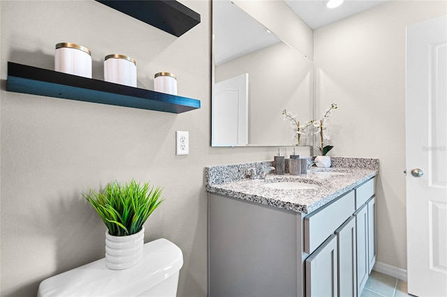 bathroom featuring tile patterned flooring and vanity