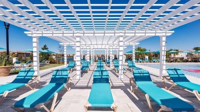 view of patio featuring a pergola