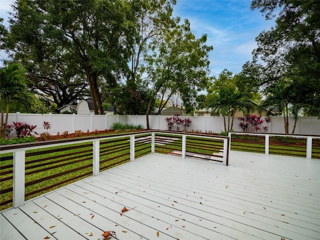 deck with a lawn