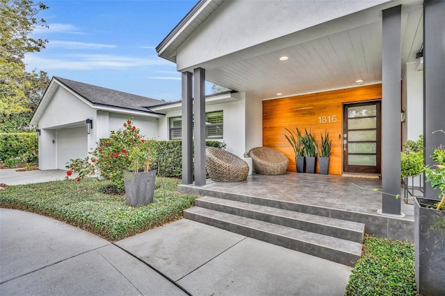 entrance to property with a garage